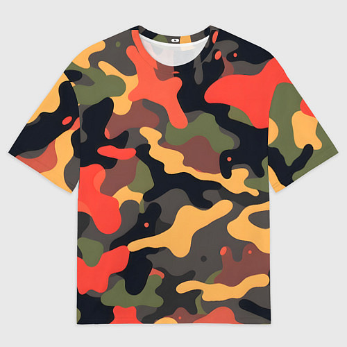 Женская футболка оверсайз Разноцветный праздничный камуфляж / 3D-принт – фото 1