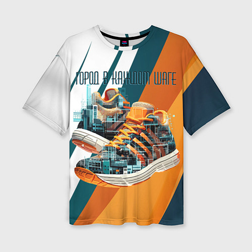 Женская футболка оверсайз Sneakers / 3D-принт – фото 1