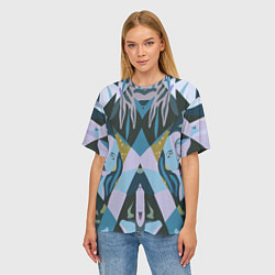 Футболка оверсайз женская Лицо женщины цветной паттерн, цвет: 3D-принт — фото 2