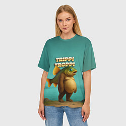 Футболка оверсайз женская Trippi Troppi рыба мем, цвет: 3D-принт — фото 2