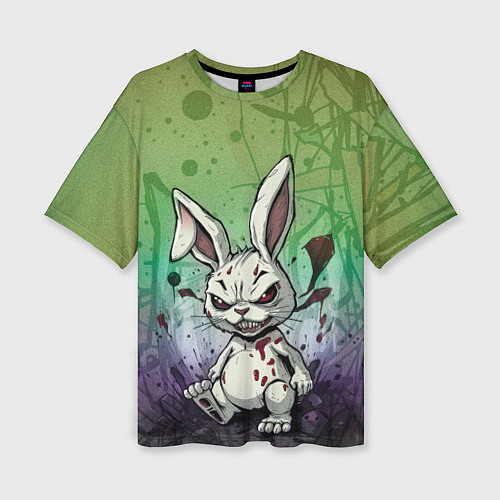 Женская футболка оверсайз Безумный кролик хулиган / 3D-принт – фото 1
