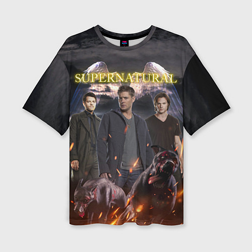 Женская футболка оверсайз Supernatural - true hunters / 3D-принт – фото 1