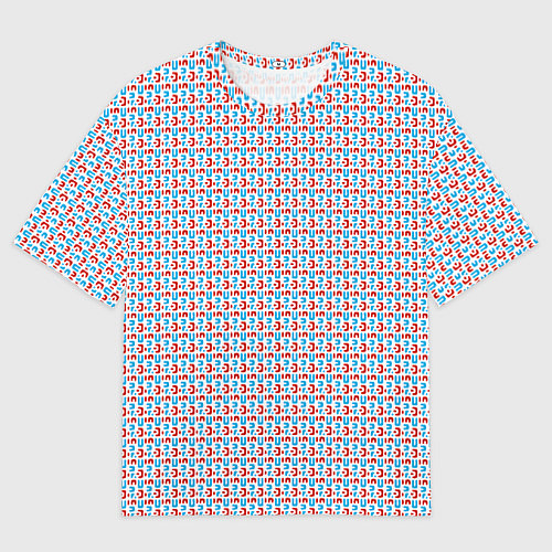 Женская футболка оверсайз Красно-синие фигуры на белом фоне / 3D-принт – фото 1