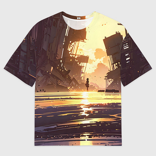 Женская футболка оверсайз Аниме под солнцем / 3D-принт – фото 1