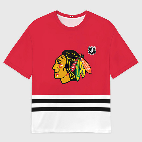 Женская футболка оверсайз Чикаго Блэкхокс хоккей / 3D-принт – фото 1