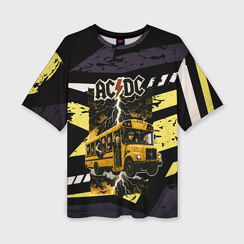 Женская футболка оверсайз ACDC в автобусе / 3D-принт – фото 1