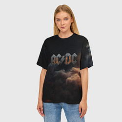 Футболка оверсайз женская ACDC металлический лого, цвет: 3D-принт — фото 2
