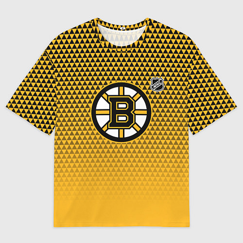 Женская футболка оверсайз Бостон Брюинз - паттерн треугольников / 3D-принт – фото 1