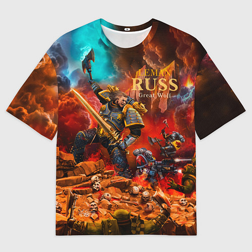 Женская футболка оверсайз Лман Русс примарх Космических Волков / 3D-принт – фото 1
