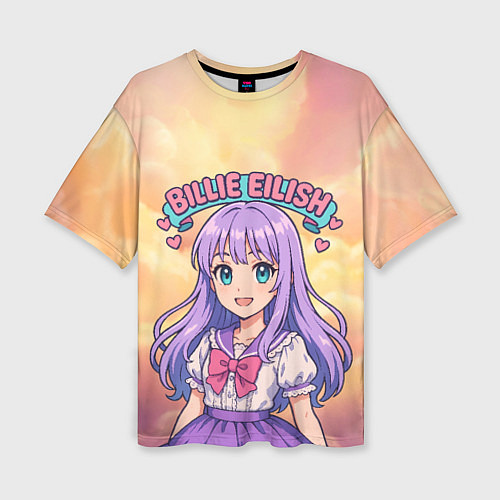 Женская футболка оверсайз Билли Айлиш в аниме стиле / 3D-принт – фото 1