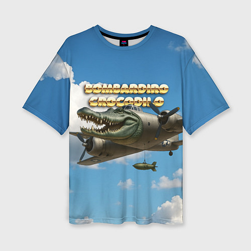 Женская футболка оверсайз Bombardino Crocodillo мем / 3D-принт – фото 1