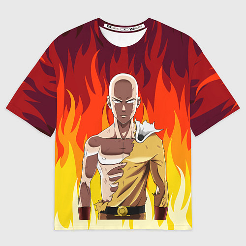 Женская футболка оверсайз Saitama in fire / 3D-принт – фото 1