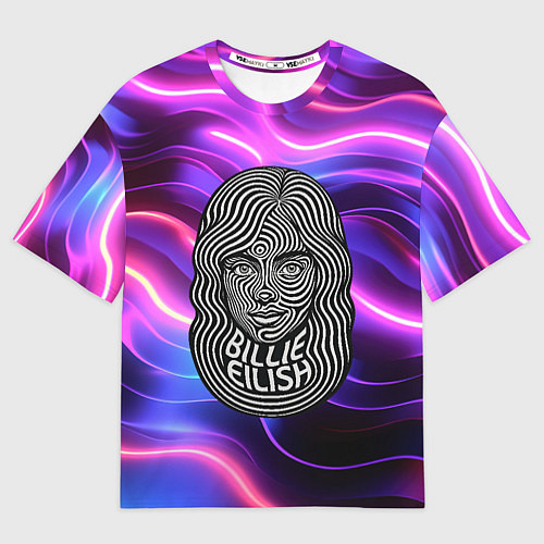 Женская футболка оверсайз Портрет Билли Айлиш из линий / 3D-принт – фото 1