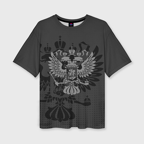 Женская футболка оверсайз Герб России тёмно-серый / 3D-принт – фото 1