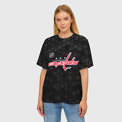 Футболка оверсайз женская Вашингтон Кэпиталз - черные соты, цвет: 3D-принт — фото 2