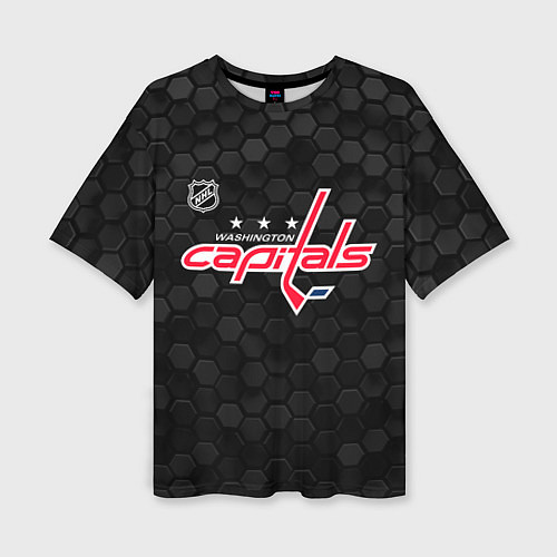 Женская футболка оверсайз Вашингтон Кэпиталз - черные соты / 3D-принт – фото 1