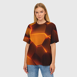 Футболка оверсайз женская Оранжевые объемные пластины, цвет: 3D-принт — фото 2