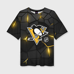 Футболка оверсайз женская Питтсбург Пингвинз - плиты с подсветкой, цвет: 3D-принт