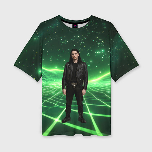 Женская футболка оверсайз Bones в зеленом полигоне / 3D-принт – фото 1