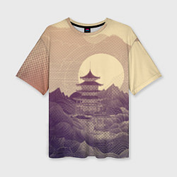 Футболка оверсайз женская Ретро иллюстрация Японского храма, цвет: 3D-принт
