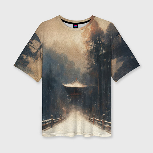 Женская футболка оверсайз Дорога к Японскому храму / 3D-принт – фото 1