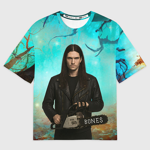 Женская футболка оверсайз Bones держит бензопилу / 3D-принт – фото 1