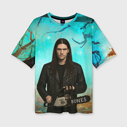 Футболка оверсайз женская Bones держит бензопилу, цвет: 3D-принт