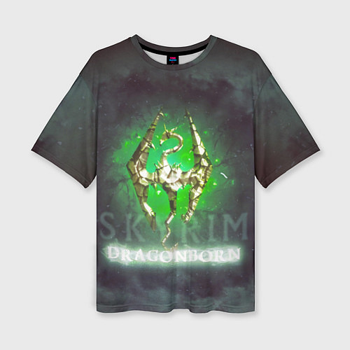 Женская футболка оверсайз Skyrim gold logo Dragonborn / 3D-принт – фото 1