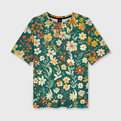 Футболка оверсайз женская Нежный цветочный паттерн, цвет: 3D-принт