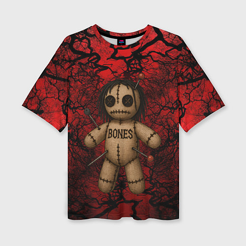 Женская футболка оверсайз Кукла Вуду Bones / 3D-принт – фото 1