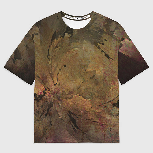 Женская футболка оверсайз Абстракция - yellowish-dark pink stone / 3D-принт – фото 1