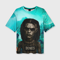 Футболка оверсайз женская Bones в стиле хоррор куклы, цвет: 3D-принт