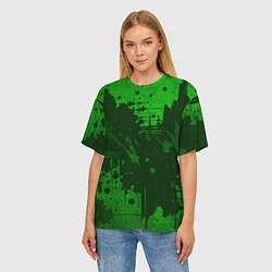 Футболка оверсайз женская Абстракция - dark green spot, цвет: 3D-принт — фото 2