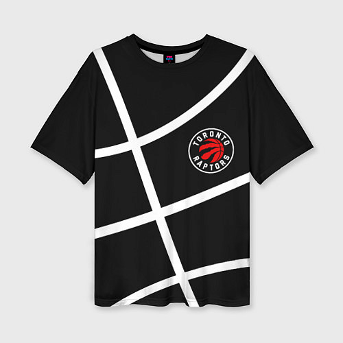 Женская футболка оверсайз Торонто Рэпторс - текстура мяча / 3D-принт – фото 1