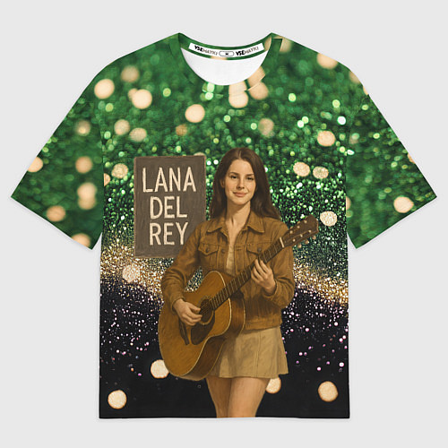Женская футболка оверсайз Lana Del Rey играет на гитаре / 3D-принт – фото 1