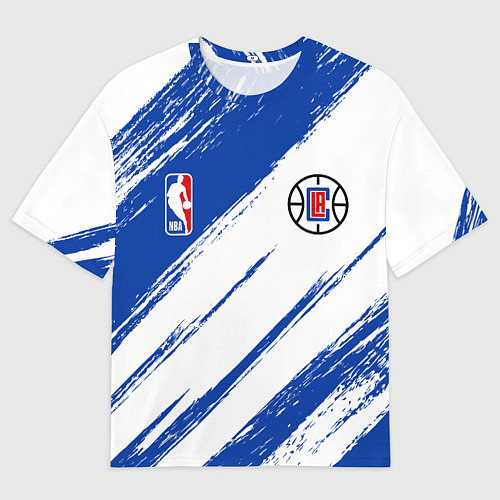 Женская футболка оверсайз Клипперс - синяя краска / 3D-принт – фото 1