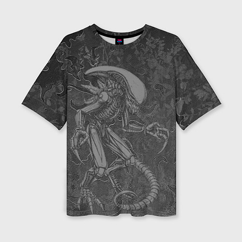 Женская футболка оверсайз Ксеноморф в серых тонах / 3D-принт – фото 1