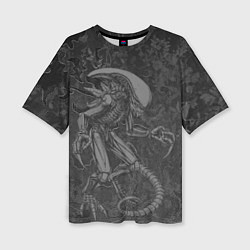 Футболка оверсайз женская Ксеноморф в серых тонах, цвет: 3D-принт