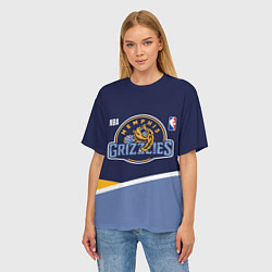 Футболка оверсайз женская Мемфис Гриззлис - линии, цвет: 3D-принт — фото 2
