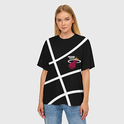 Футболка оверсайз женская Майами Хит - баскетбольный линии, цвет: 3D-принт — фото 2