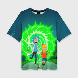 Футболка оверсайз женская Рик и Барт Симпсон, цвет: 3D-принт