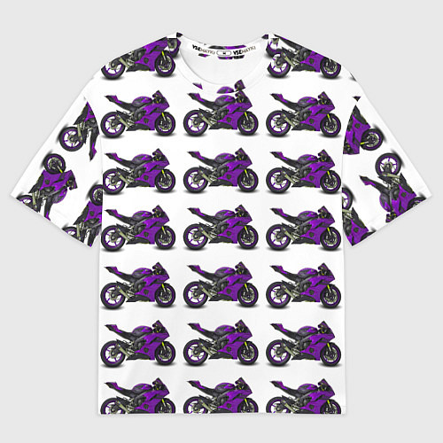 Женская футболка оверсайз Motorcycle purple / 3D-принт – фото 1