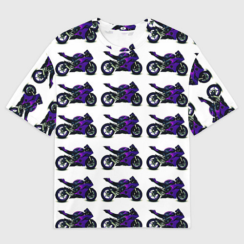 Женская футболка оверсайз Motorcycle purple gloss / 3D-принт – фото 1
