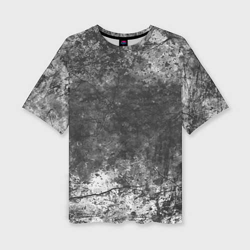 Женская футболка оверсайз Абстракция - grey and white wall with cracks / 3D-принт – фото 1