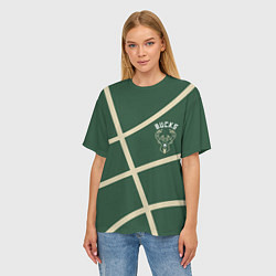 Футболка оверсайз женская Милуоки Бакс - баскетбольные линии, цвет: 3D-принт — фото 2