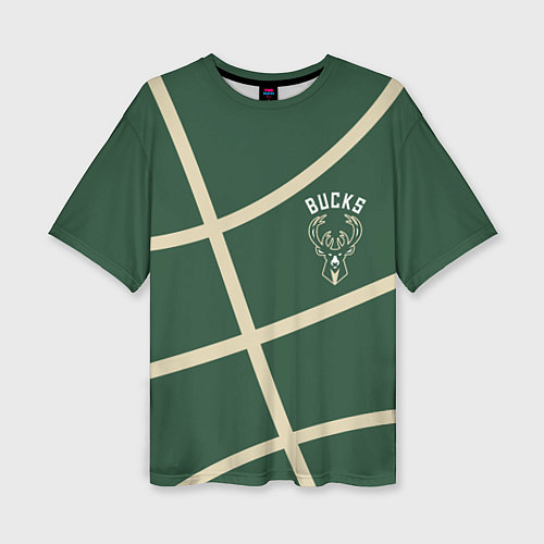 Женская футболка оверсайз Милуоки Бакс - баскетбольные линии / 3D-принт – фото 1