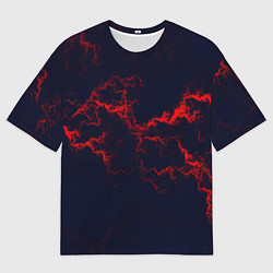 Футболка оверсайз женская Lightning red glow, цвет: 3D-принт