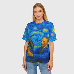 Футболка оверсайз женская Ван гог красит звездное небо, цвет: 3D-принт — фото 2