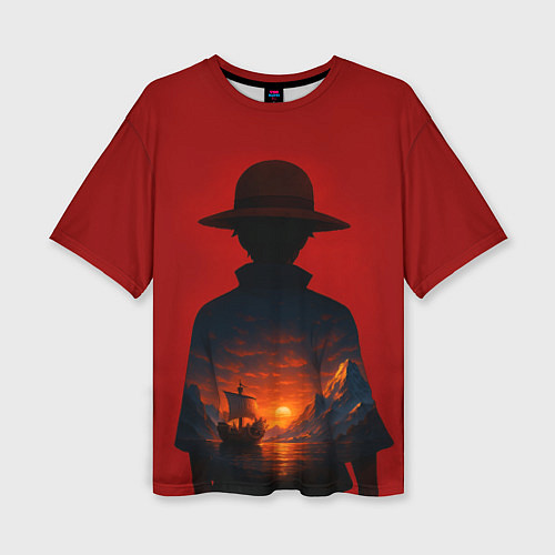 Женская футболка оверсайз Ванпис - двойная экспозиция / 3D-принт – фото 1