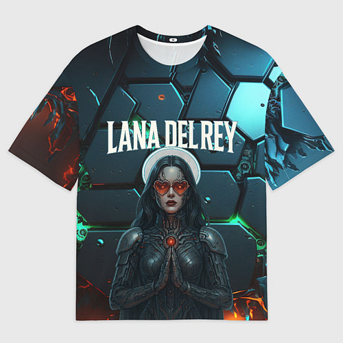 Женская футболка оверсайз Lana Del Rey в стиле киберпанка / 3D-принт – фото 1